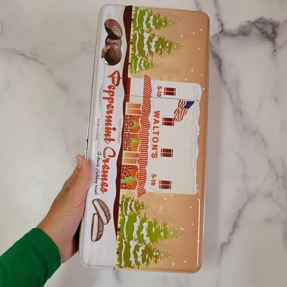 Waltons peppermint creme metal tin food storage container rectangular gift prese
